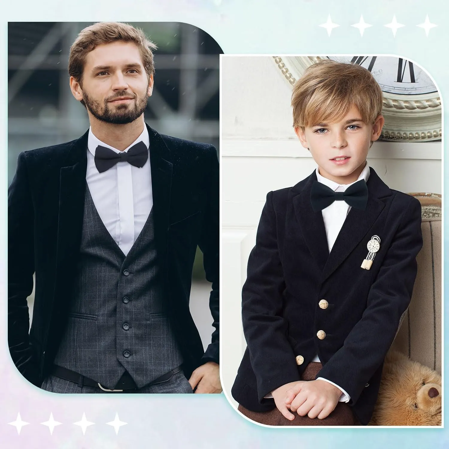 WELROG Classic Pre-Tied Bow Tie for Children & Adults Solid Color Adjustable Bowtie