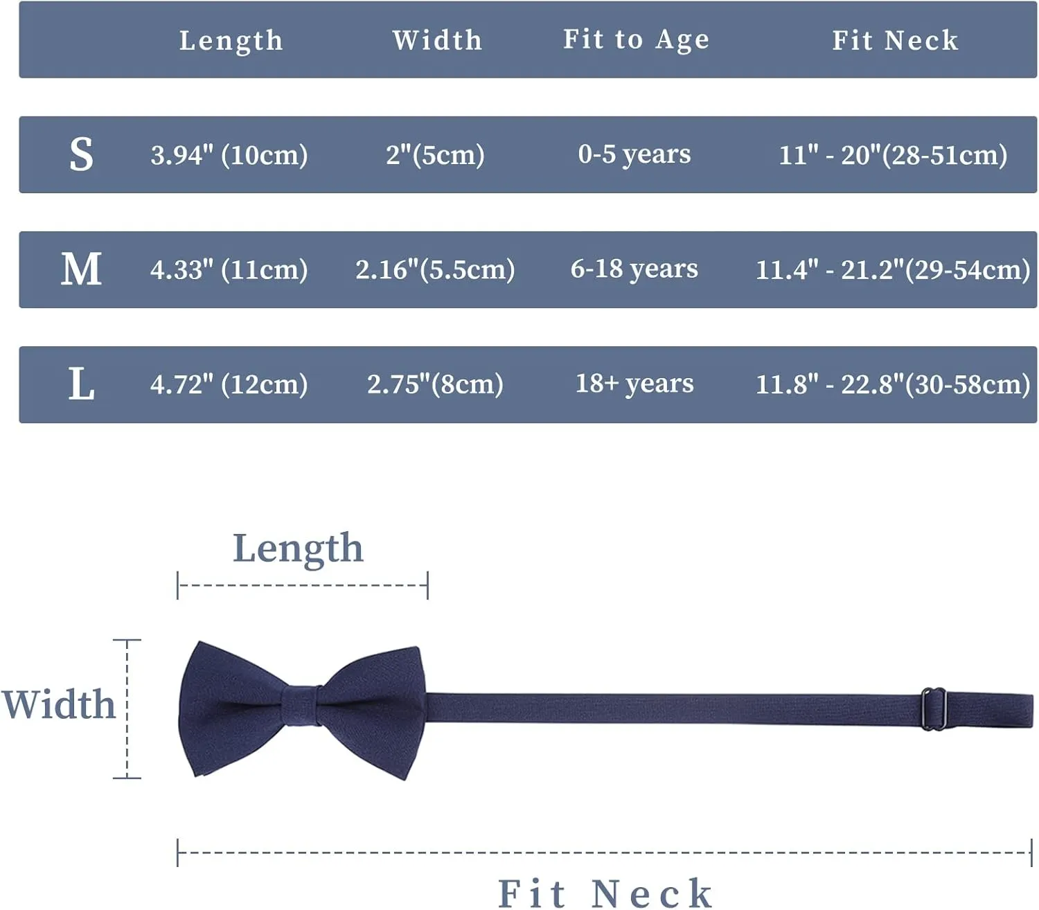 WELROG Classic Pre-Tied Bow Tie for Children & Adults Solid Color Adjustable Bowtie