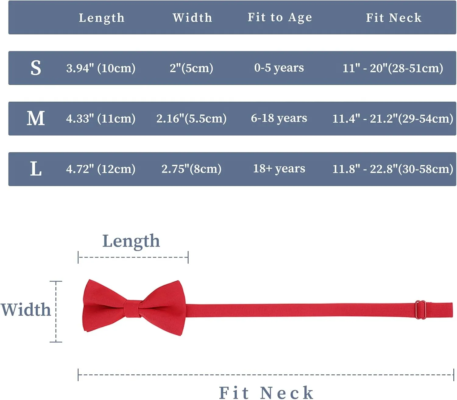 WELROG Classic Pre-Tied Bow Tie for Children & Adults Solid Color Adjustable Bowtie