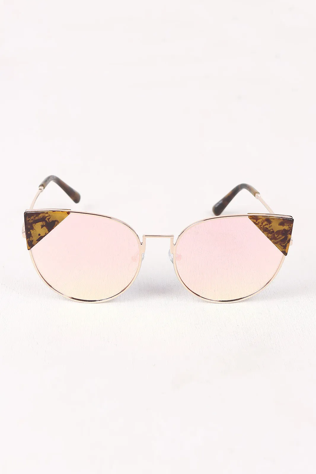 Wire Frame Mirrored Cat Eye Sunglasses
