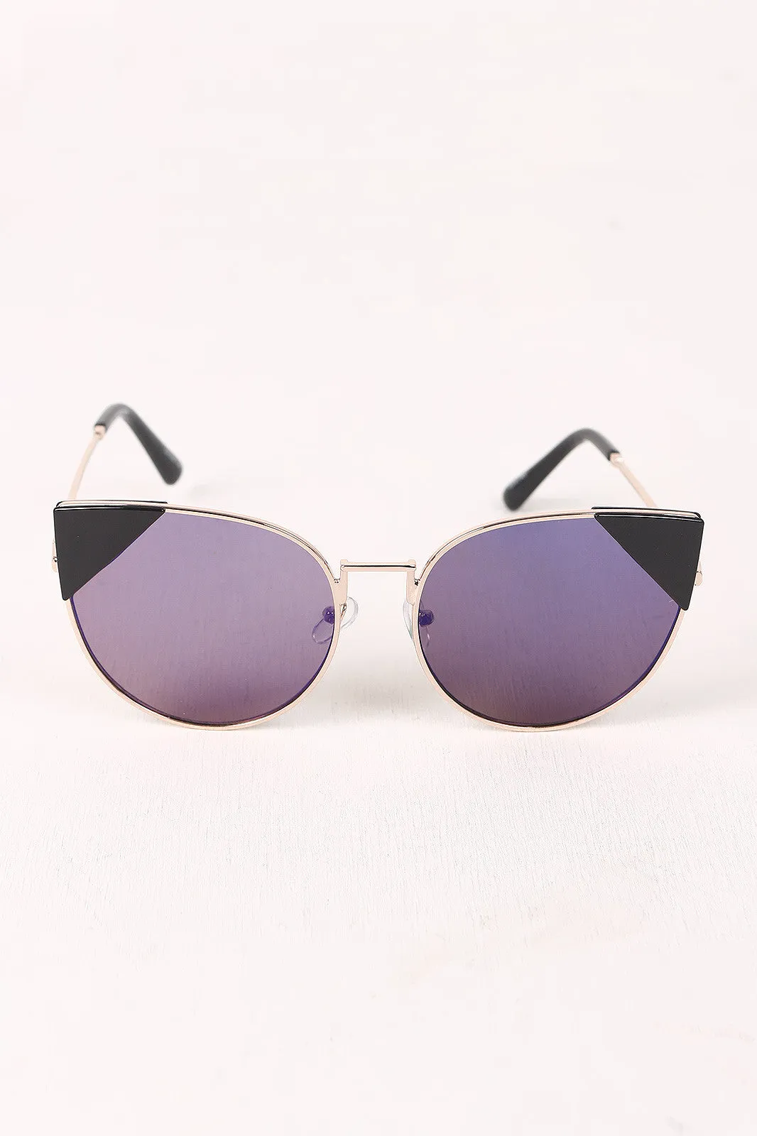 Wire Frame Mirrored Cat Eye Sunglasses