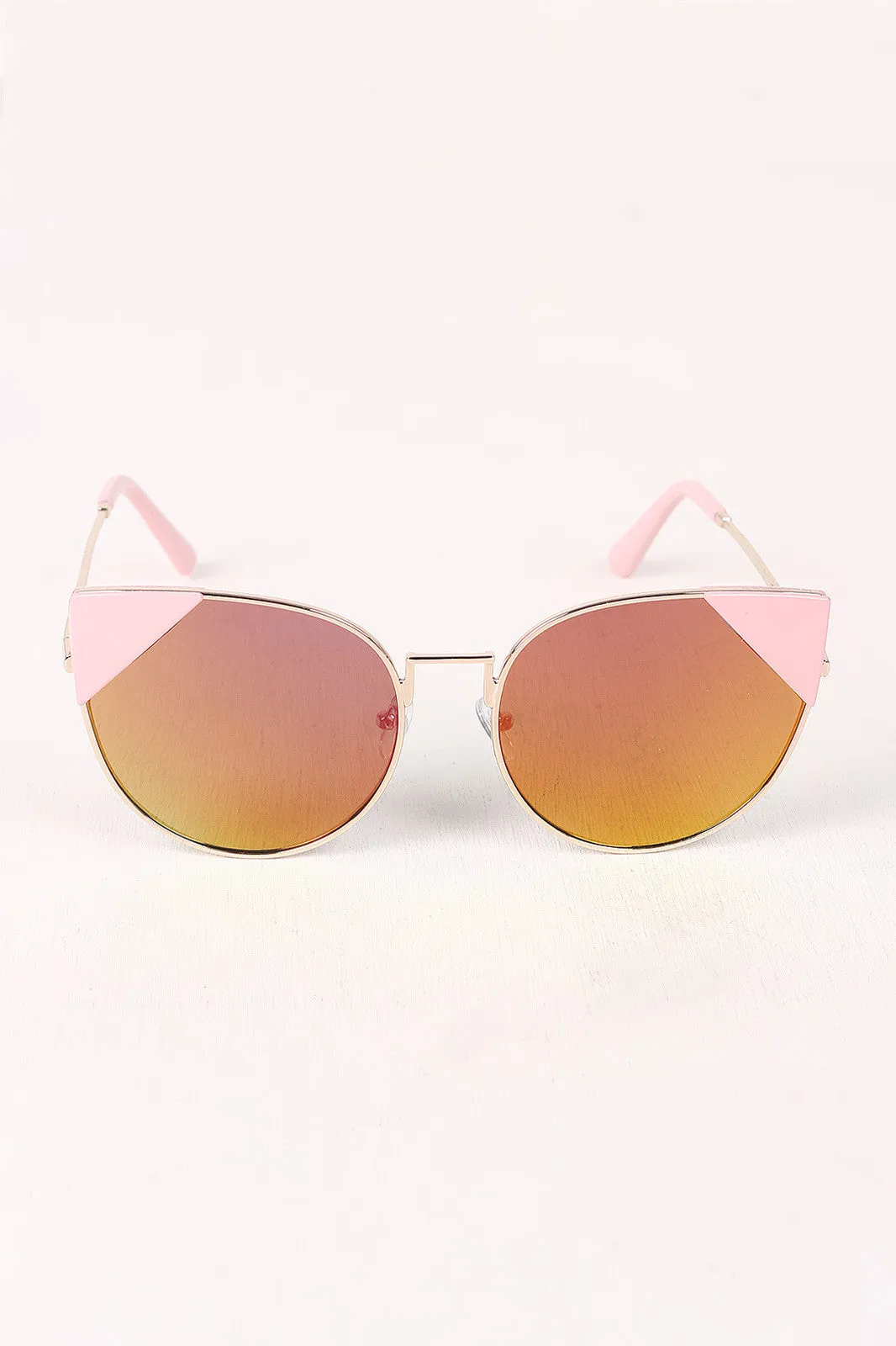 Wire Frame Mirrored Cat Eye Sunglasses
