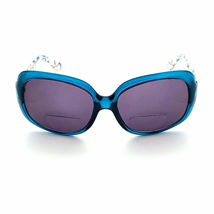 Women's Large Lens Retro Pattern Bifocal Reading Sunglasses