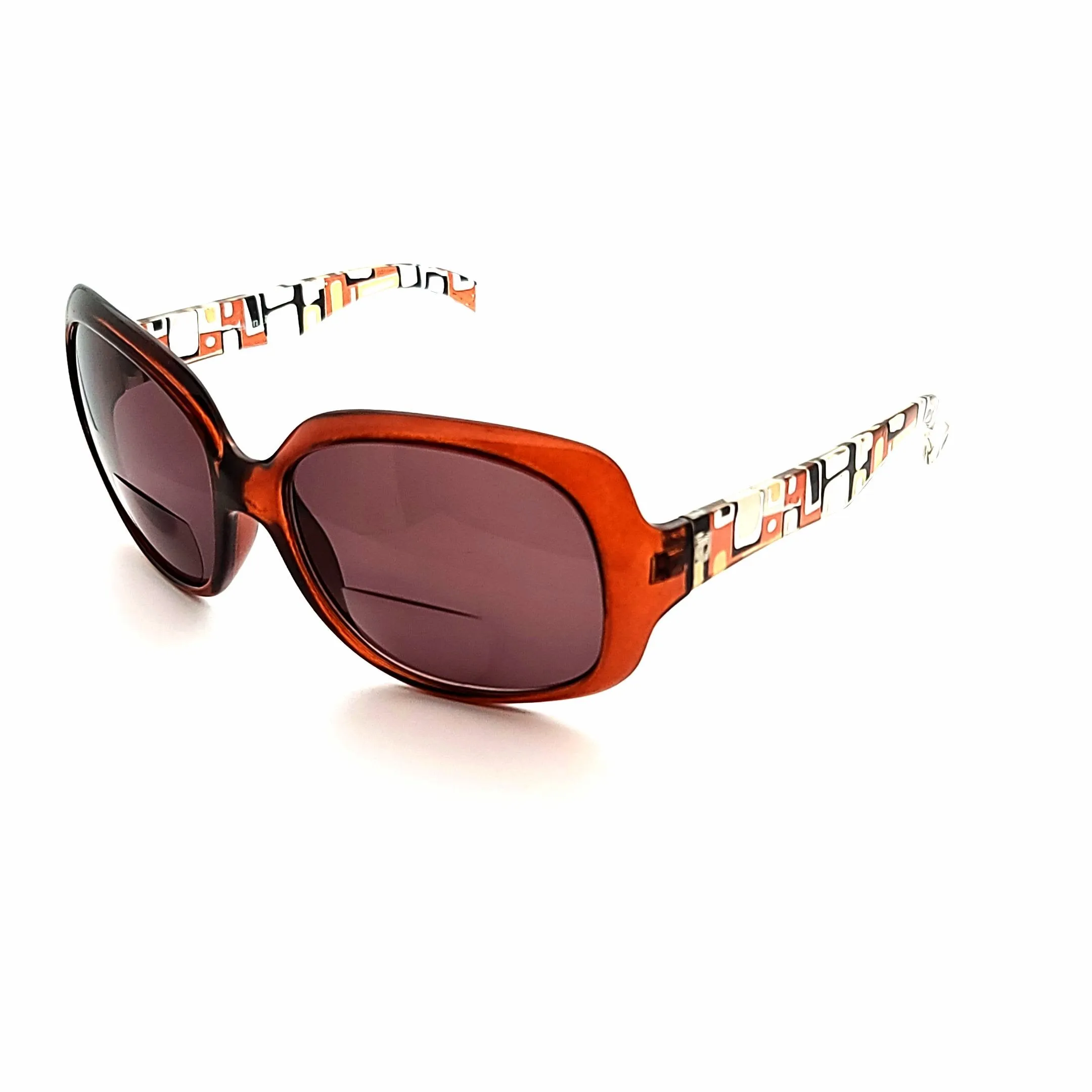 Women's Large Lens Retro Pattern Bifocal Reading Sunglasses